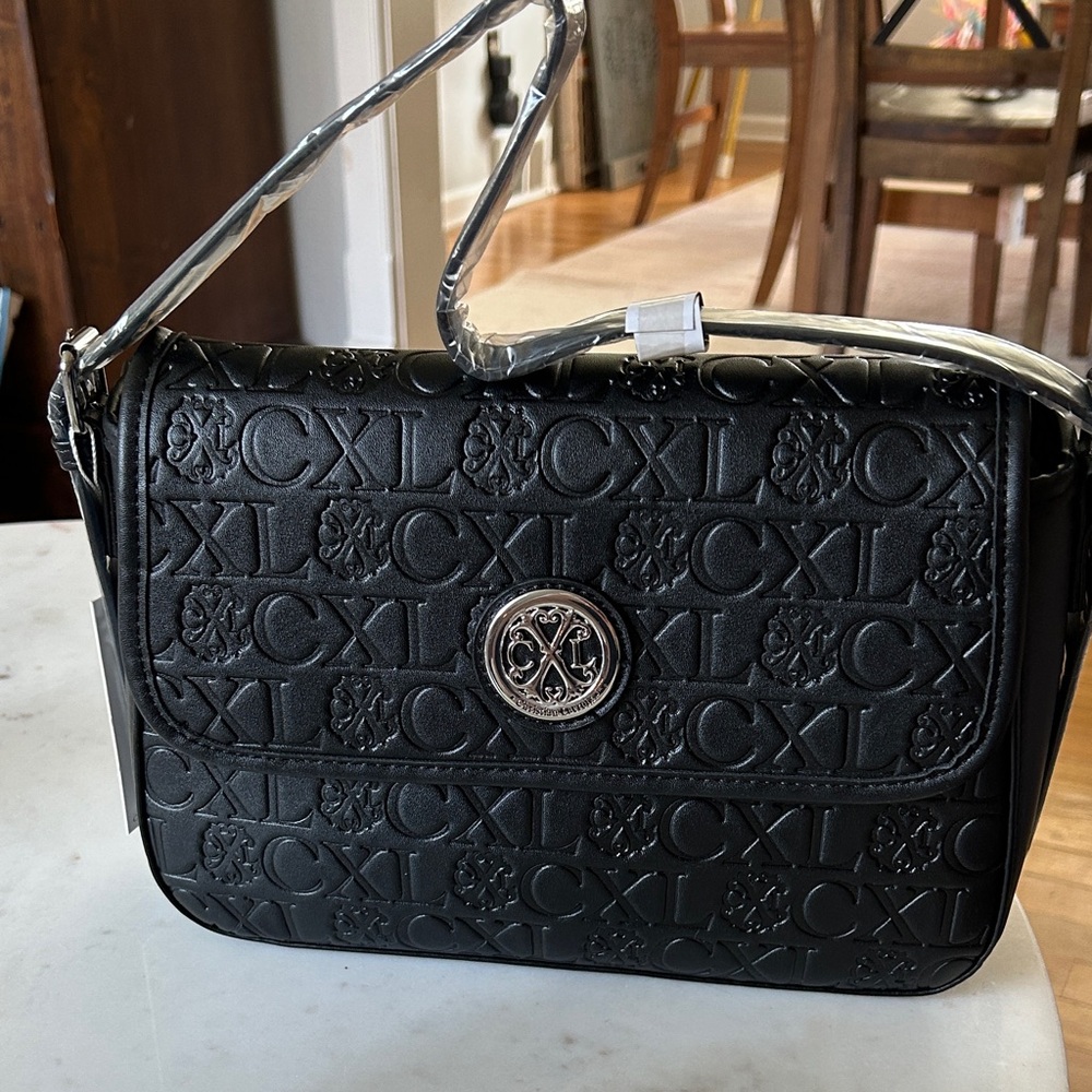 CXL by Christian Lacroix‎ Black Embossed Shoulder Bag